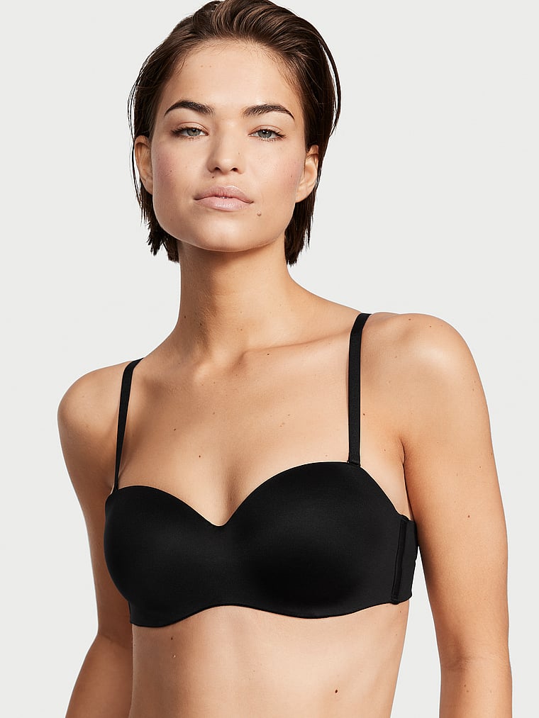 Victoria's Secret, Body by Victoria Lightly Lined Smooth Strapless Bra, Black, onModelSide, 3 of 5 Robin is 5'10" and wears 34B or Small