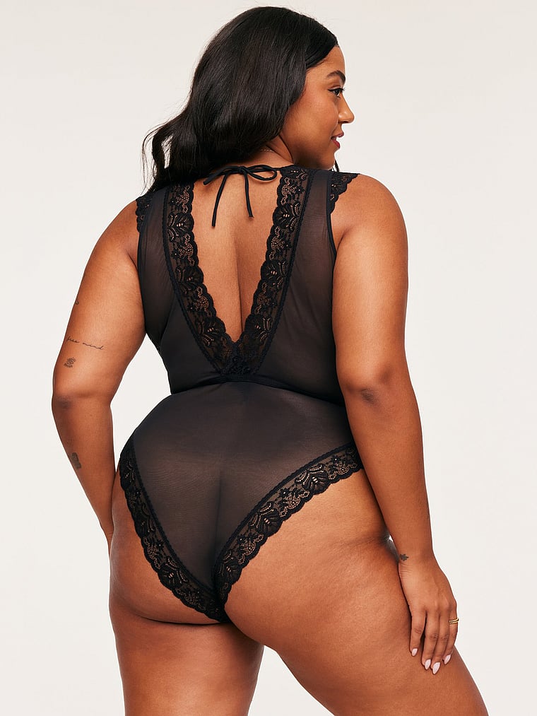 Victoria's Secret, Adore Me Amanda Teddy, Jet Black, onModelBack, 2 of 5