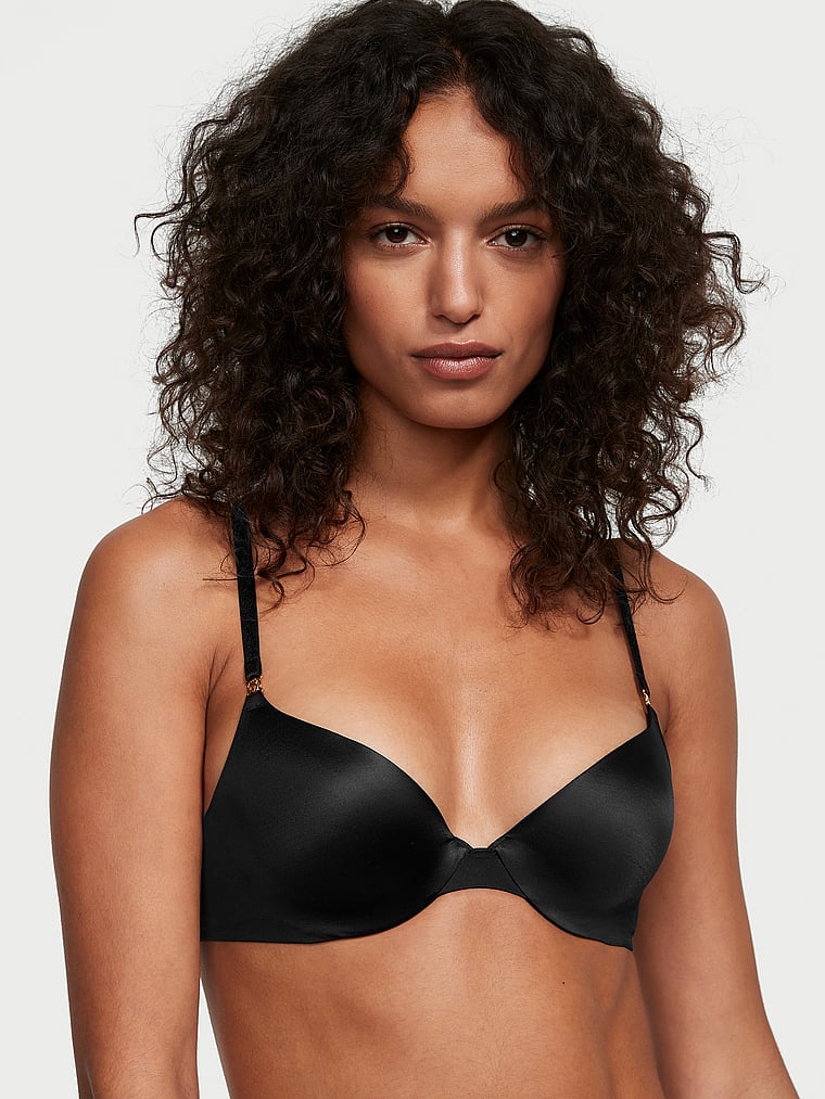 Victoria's Secret, Very Sexy Icon by Victoria's Secret Smooth Push-Up Demi Bra, Black, onModelFront, 1 of 3 Nikita  is 5'10" and wears 34B or Small