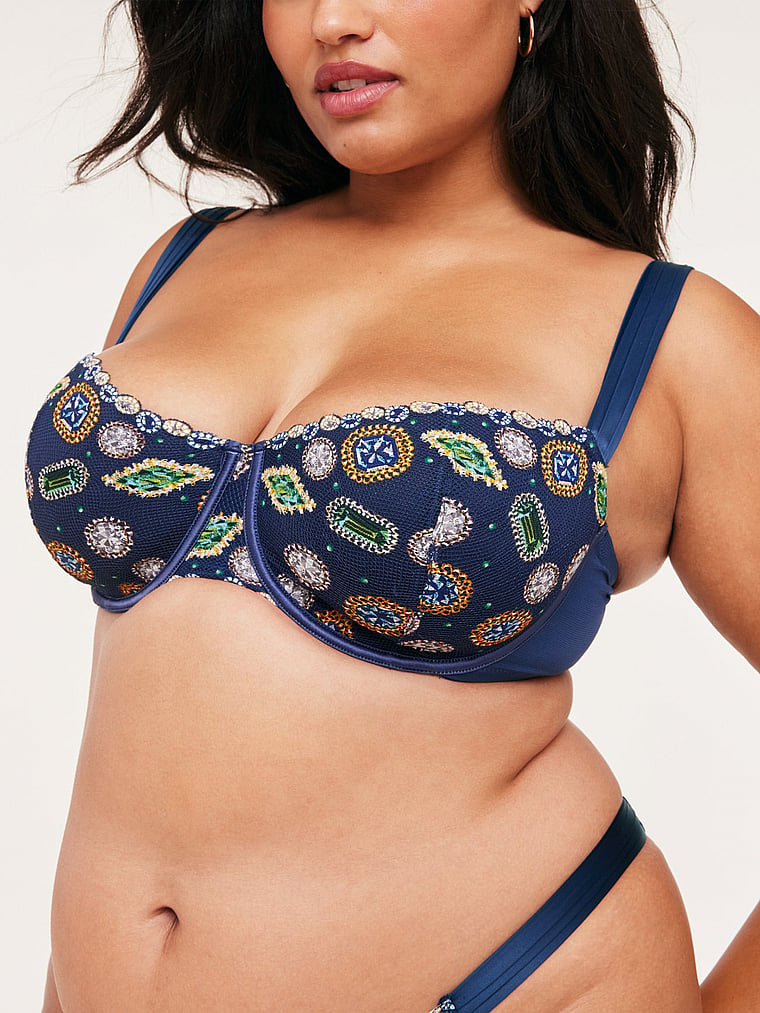 Victoria's Secret, Adore Me Dianna Brazilian Panty, Gem Lace Blue, detail, 6 of 6