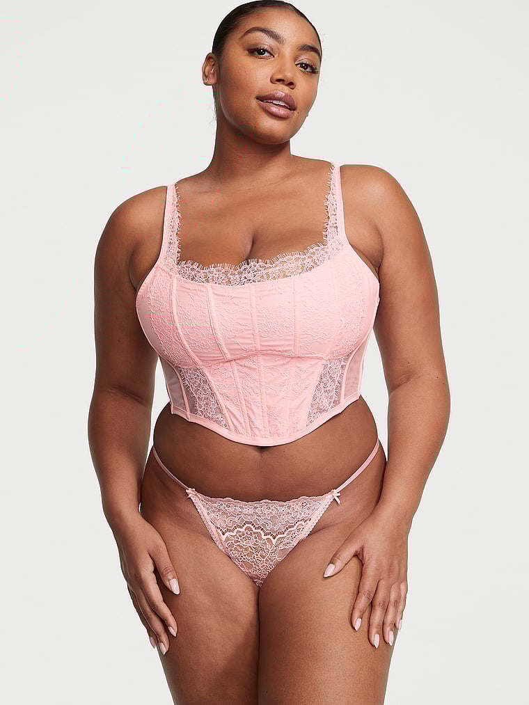 Victoria's Secret, Dream Angels Lace Corset Top, onModelSide, 3 of 4