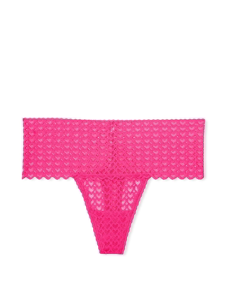 PINK Wink Wide-Waist Thong Panty, Enchanted Pink, offModelFront, 3 of 4