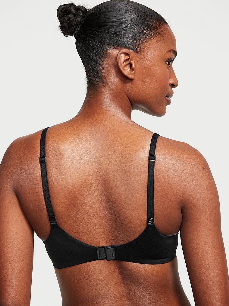 Victoria's Secret, Body by Victoria Lightly Lined Smooth Demi Bra, Black, onModelBack, 2 of 3 Tsheca  is 5'9" and wears 34B or Small