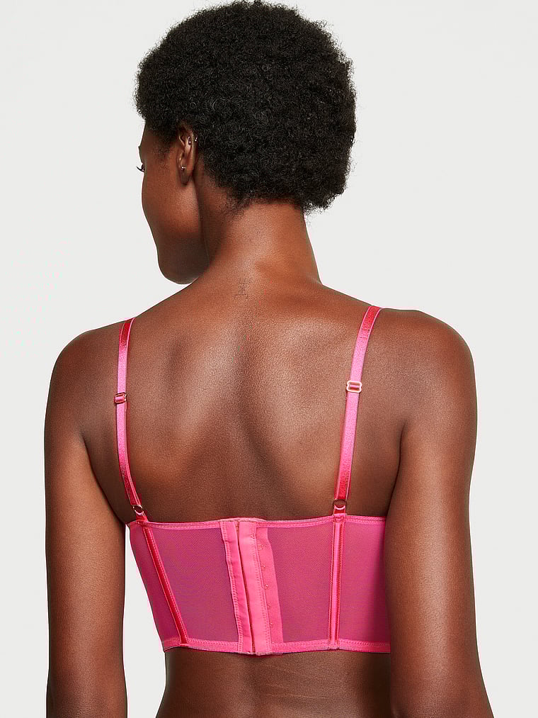 Victoria's Secret, Dream Angels Wicked Shimmer Heart Embroidery Open-Cup Corset Top, Forever Pink, onModelBack, 2 of 5