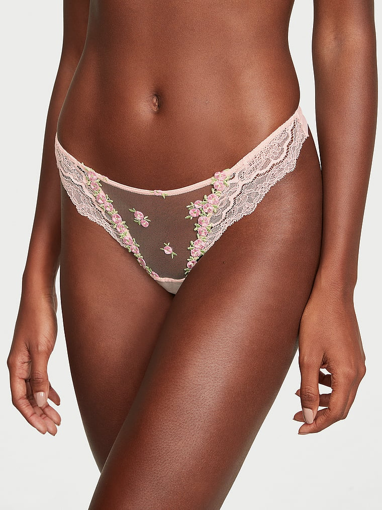 Dream Angels Rosebud Embroidery String Bikini Panty , Pink, XXL - Women's Panties - Victoria's Secret