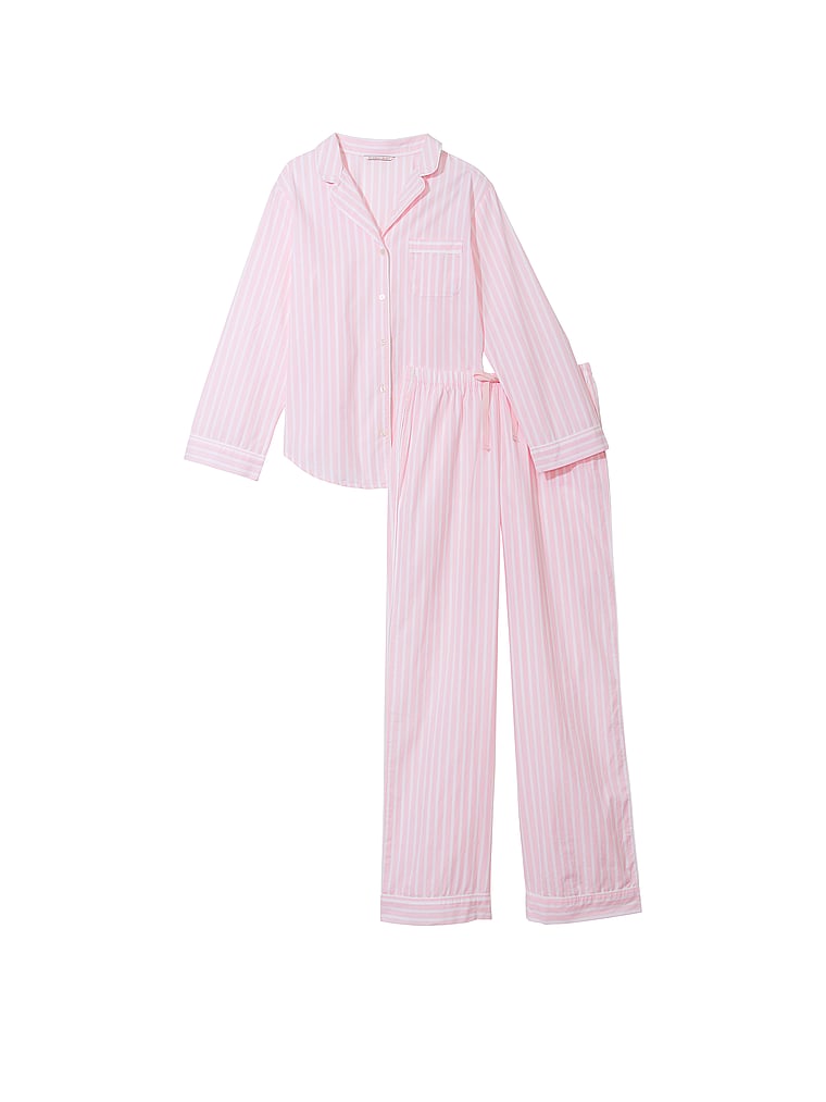 Victoria's Secret, Victoria's Secret Cotton Long Pajama Set, Pretty Blossom Stripes, offModelFront, 1 of 3