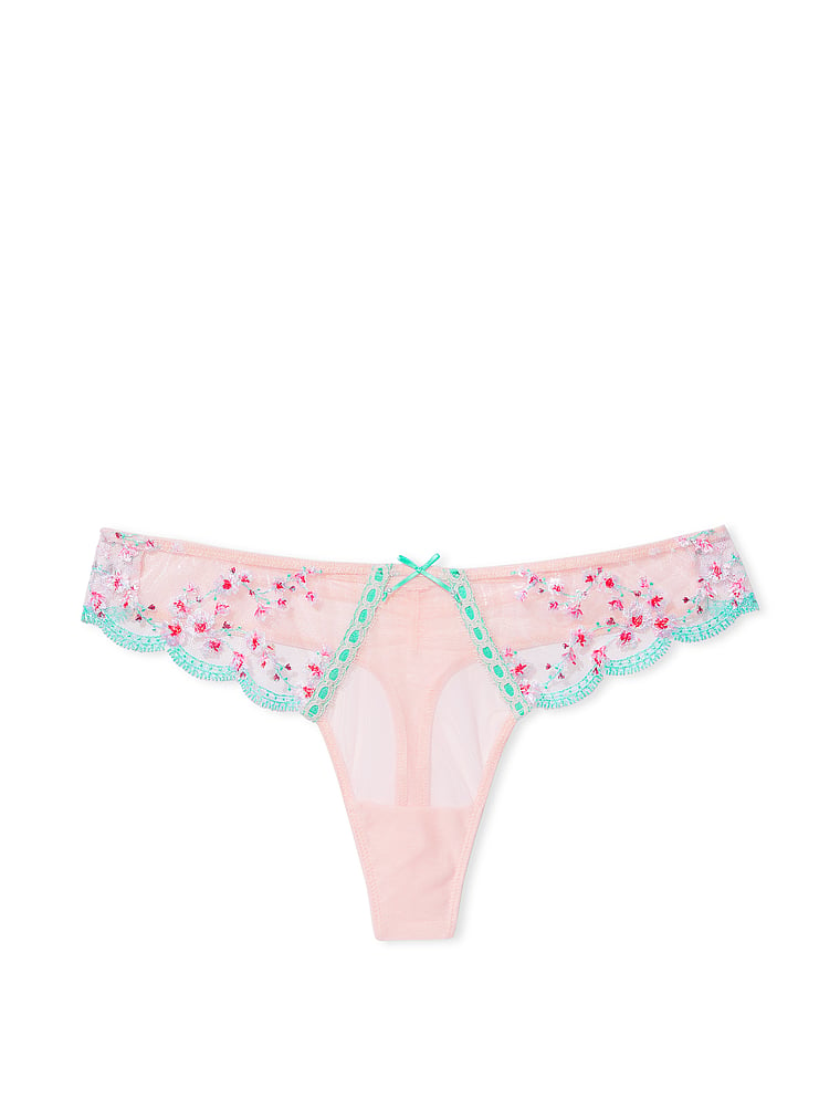 Cherry Blossom Embroidery Thong Panty