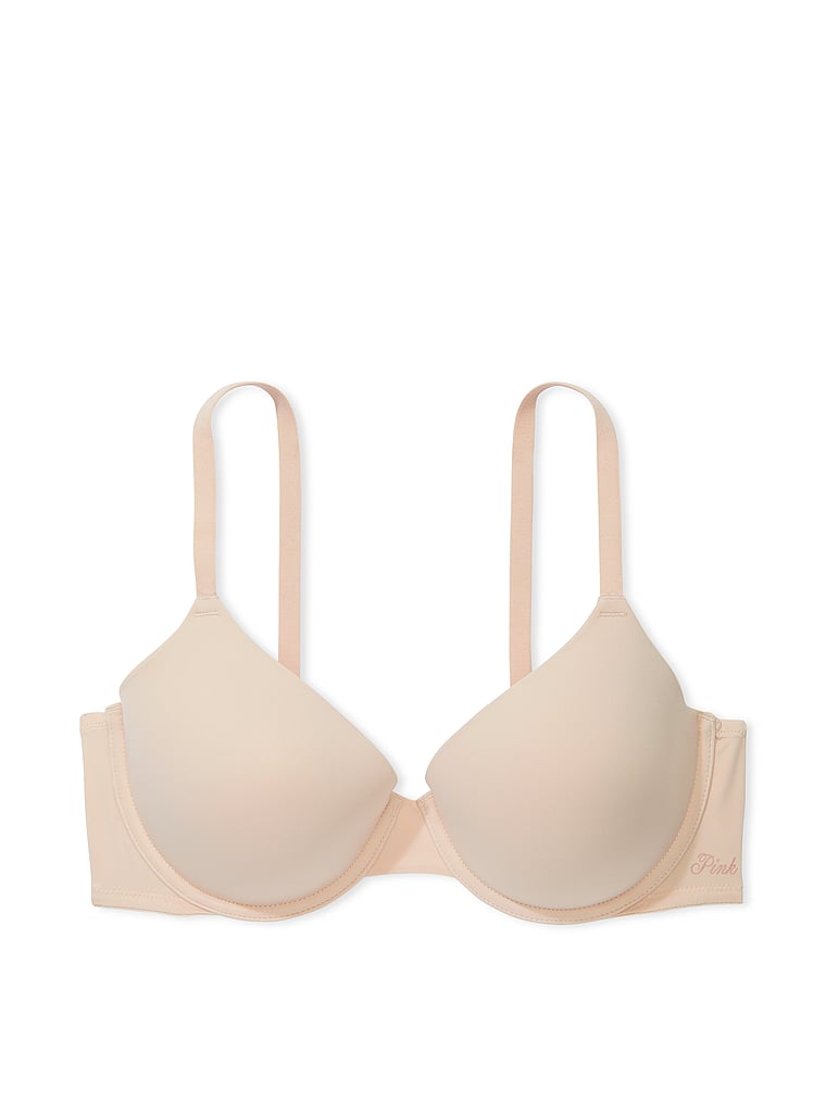 PINK Wear Everywhere Wear Everywhere Lightly Lined T-Shirt Bra, Marzipan, offModelFront, 3 of 3