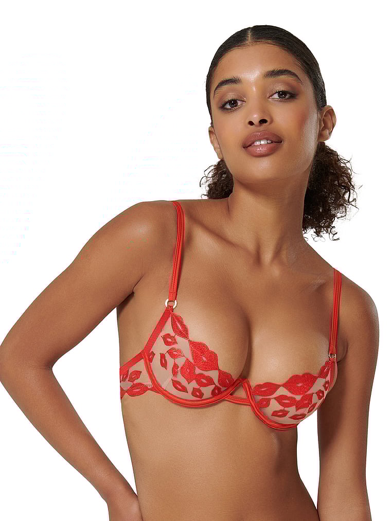 Victoria's Secret, BLUEBELLA Marian Wired Bra, Tomato Red, onModelFront, 1 of 5