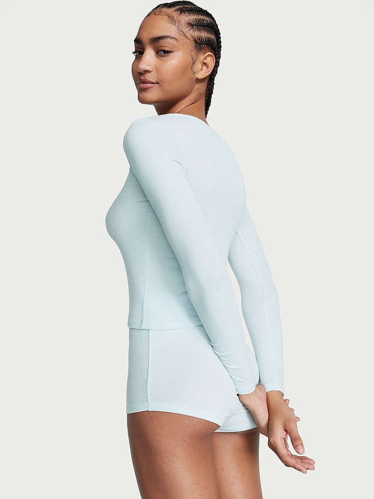 Ribbed Modal Henley Short Set