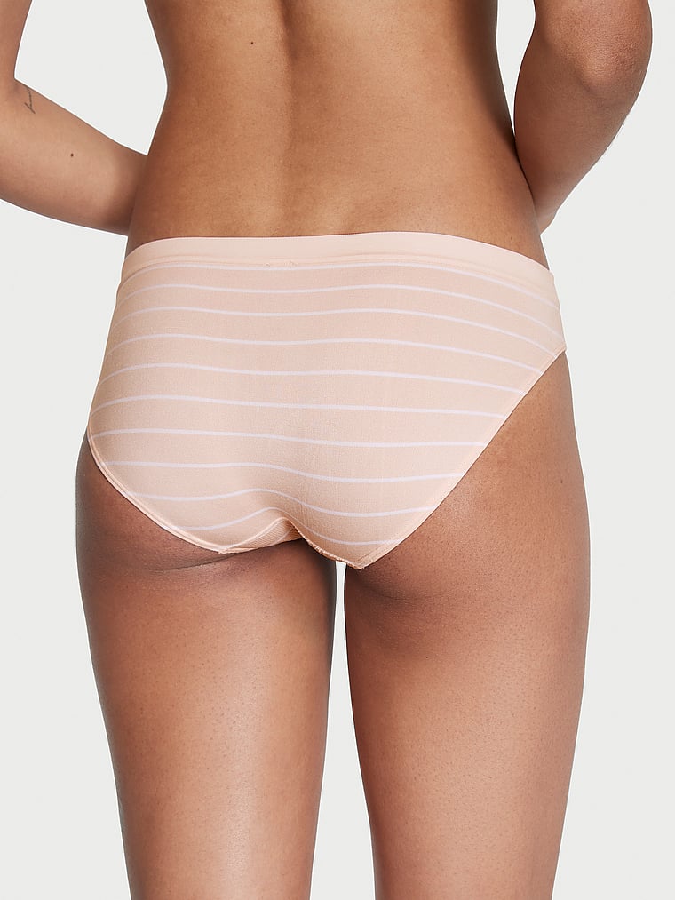 Victoria's Secret, Seamless Seamless Bikini Panty, Purest Pink Stripes, onModelBack, 3 of 3 Anyeline is 5'10" or 178cm and wears Small