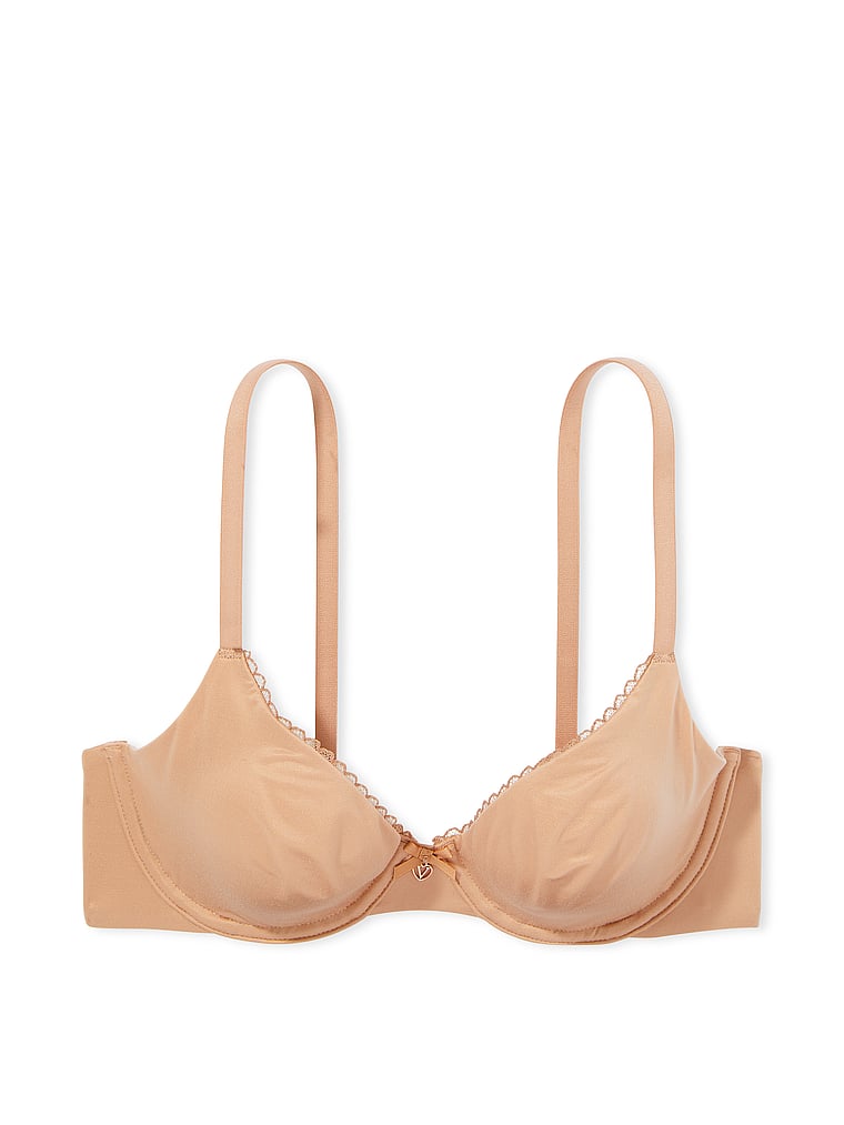 Victoria's Secret, Body by Victoria Invisible Lift Unlined Lace Demi Bra, Praline, offModelFront, 3 of 4