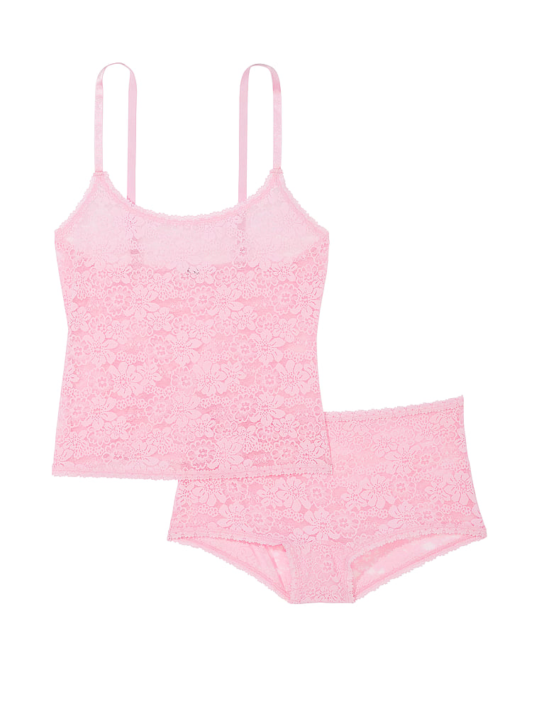 Wink Lace Cami Shortie Set - PINK