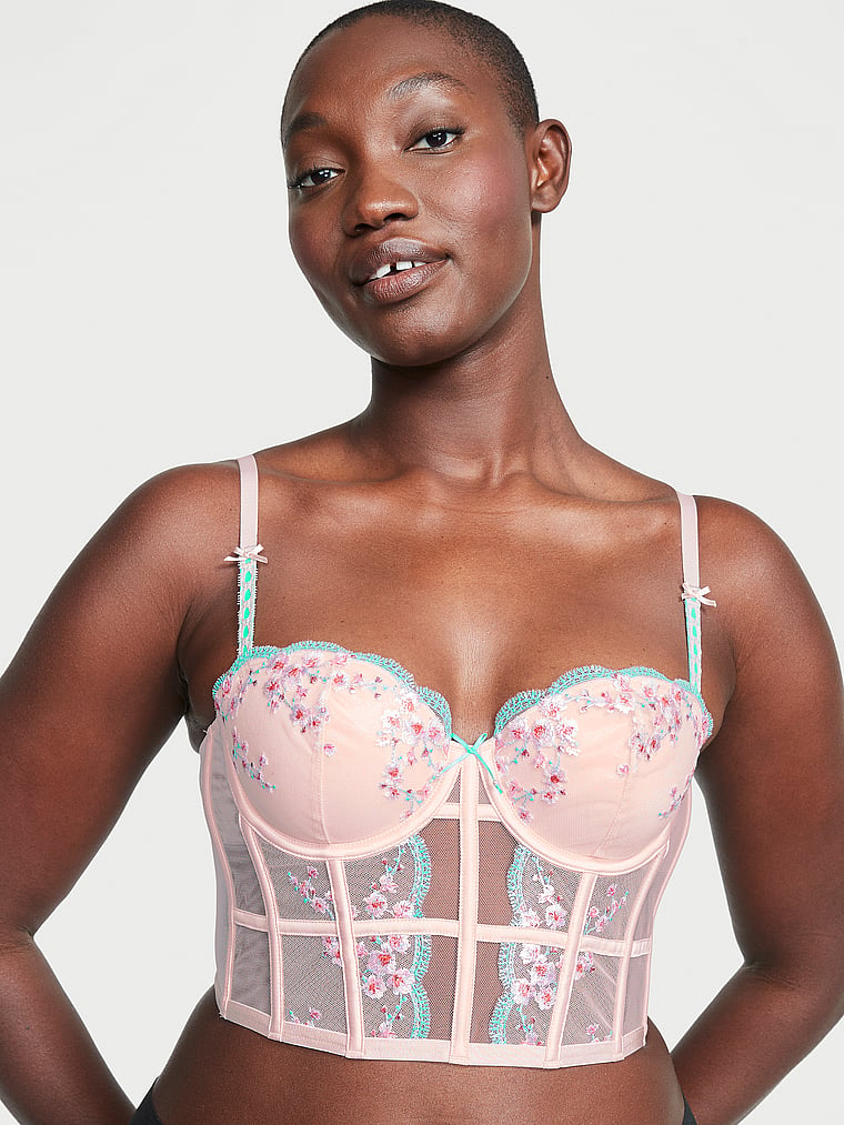 Cherry Blossom Embroidery Corset Top