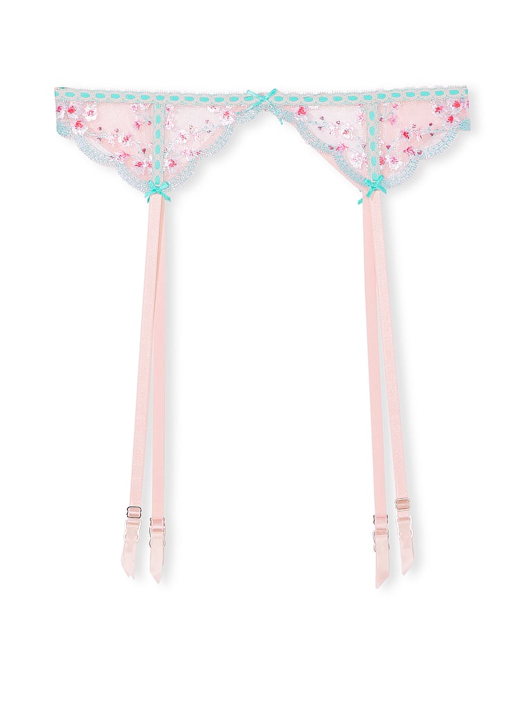 Victoria's Secret, Dream Angels Cherry Blossom Embroidery Garter Belt, Multicolored, offModelFront, 4 of 4
