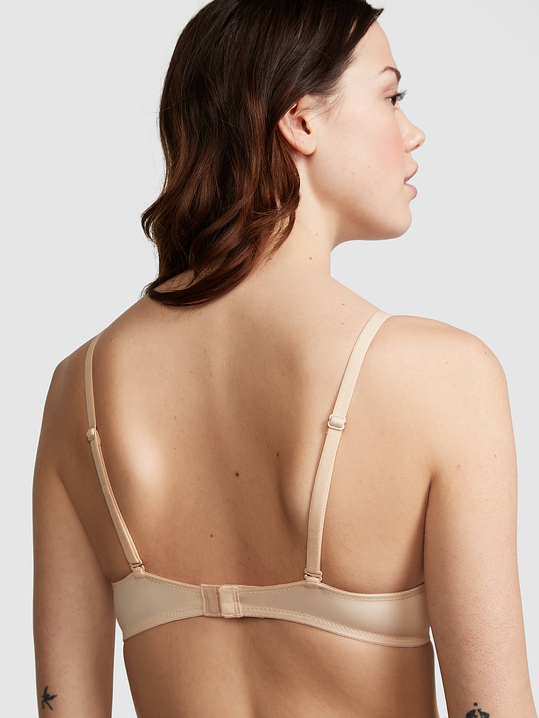 PINK Wear Everywhere Wear Everywhere Push-Up Bra, Marzipan, onModelBack, 2 of 3 Sofia is 5'10" and wears 34B or Small