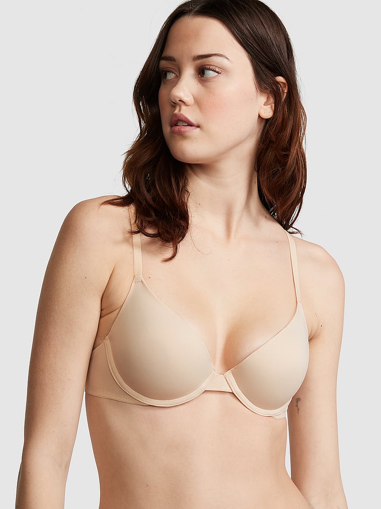 PINK Wear Everywhere Wear Everywhere Push-Up Bra, Marzipan, onModelFront, 1 of 3 Sofia is 5'10" and wears 34B or Small