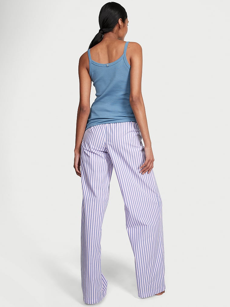 Victoria's Secret, Victoria's Secret Cotton Tank Tee-Jama Set, Faded Denim Stripes, onModelBack, 2 of 4 Shaanti is 5'9" or 175cm and wears S/Regular