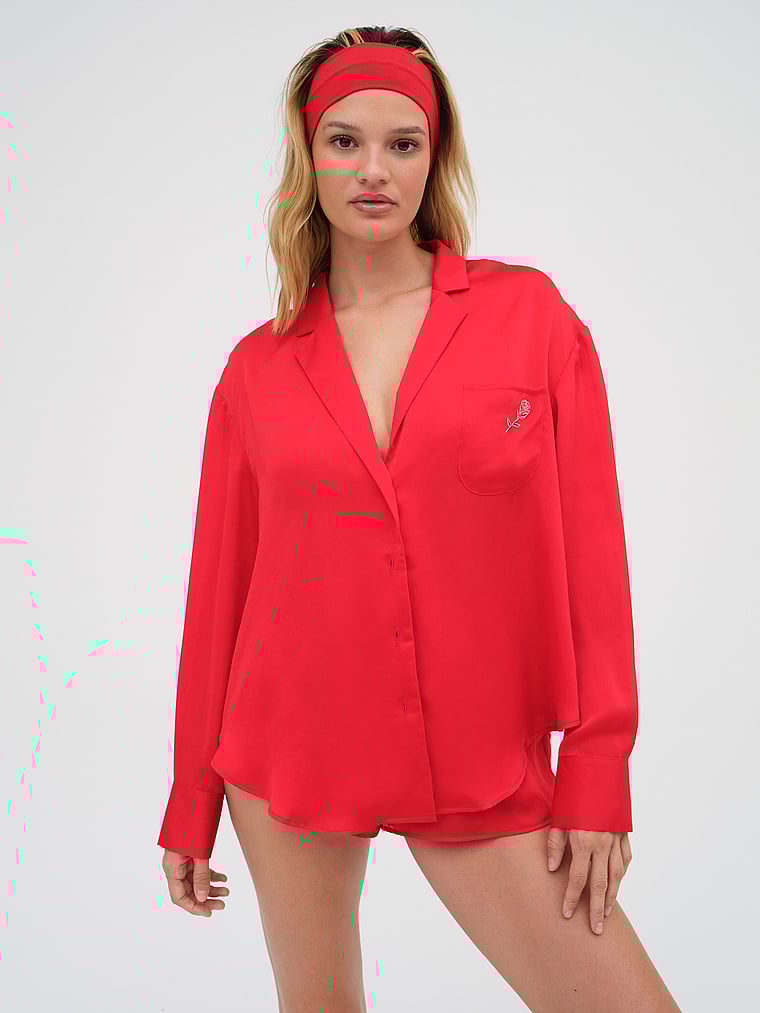 Victoria's Secret, For Love & Lemons Everyday PJ Shorts, Rosebud, onModelSide, 3 of 6