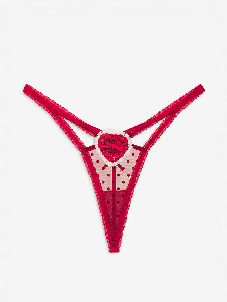 Victoria's Secret, For Love & Lemons Velma Thong Panty, Be Mine Red, offModelFront, 4 of 6