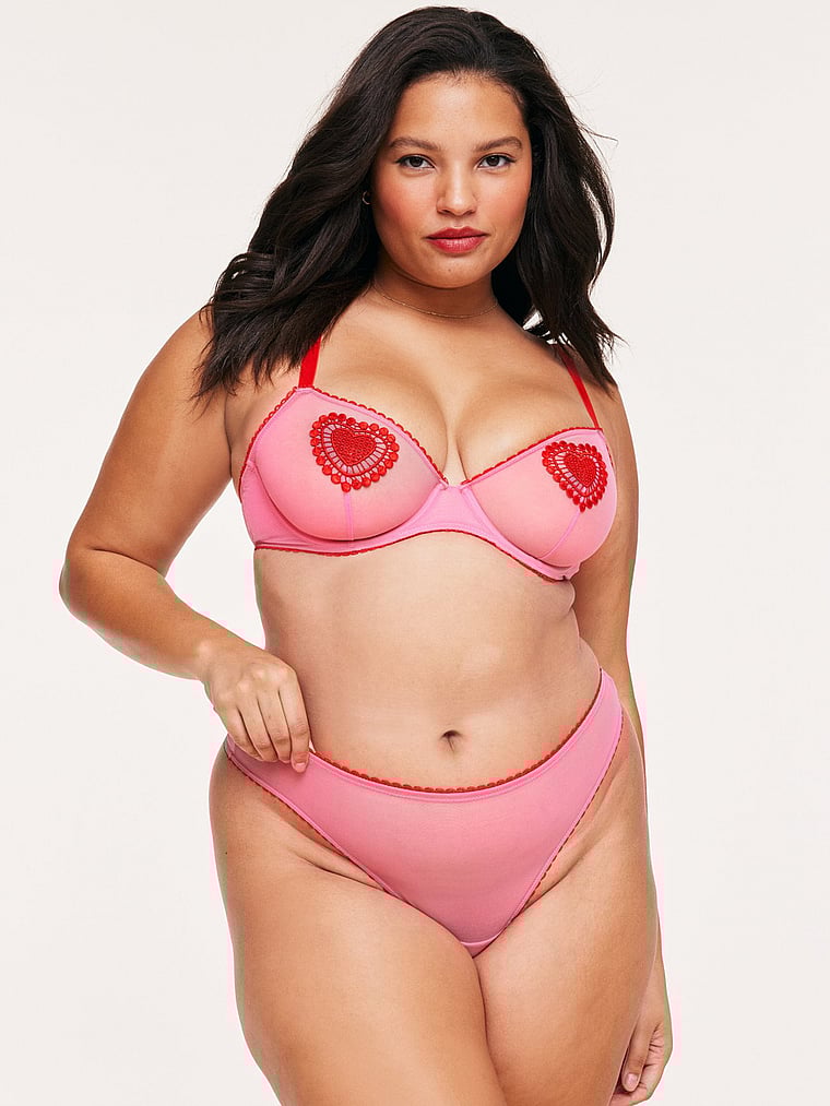 Victoria's Secret, Adore Me Alyshia Demi Bra, Sachet Pink, onModelFront, 1 of 6