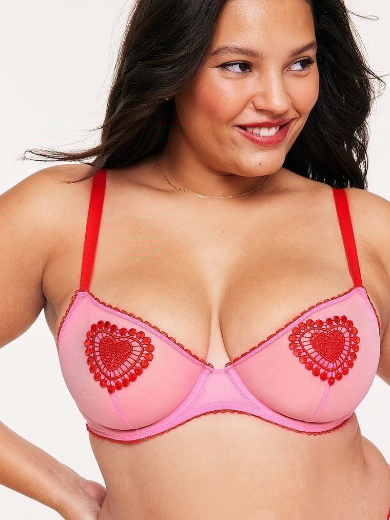 Victoria's Secret, Adore Me Alyshia Demi Bra, Sachet Pink, onModelSide, 3 of 6