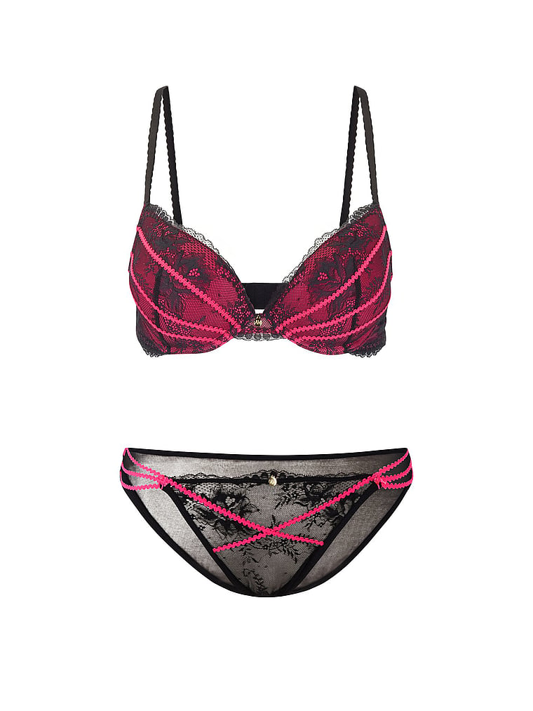 Victoria's Secret, Adore Me Suki Plunge Bra, Jet Black, offModelFront, 4 of 4