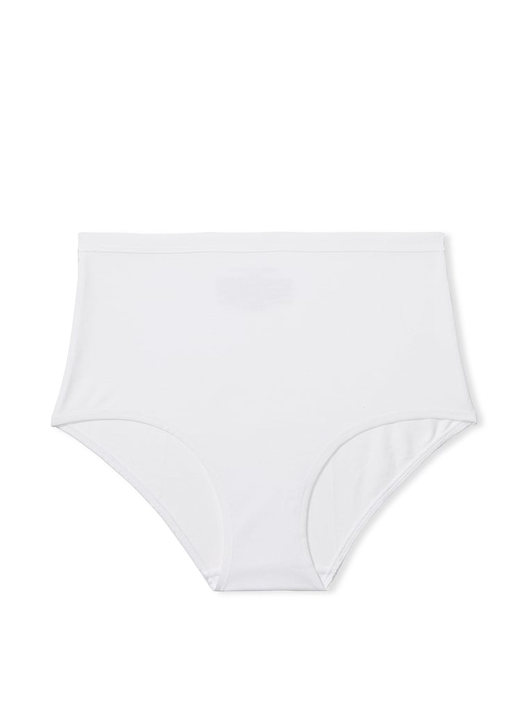 Victoria's Secret, Victoria's Secret Stretch Cotton High-Waist Brief Panty, Vs White, offModelFront, 3 of 3