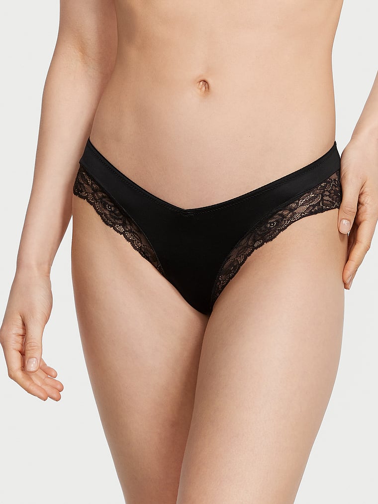 Victoria's Secret, Very Sexy Rose Lace-Trim High-Leg Cheeky Panty, onModelFront, 1 of 3