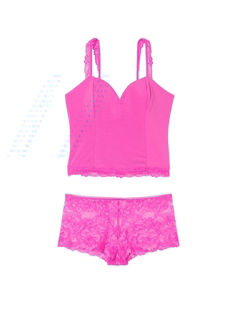 Modal & Lace Cropped Cami Set