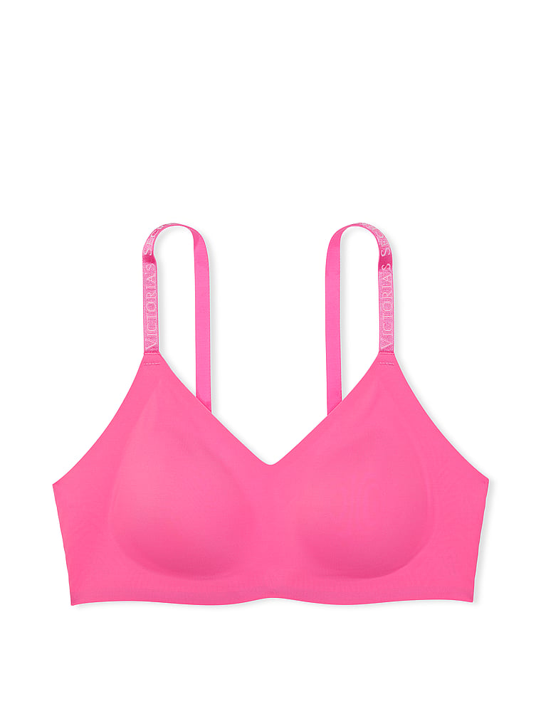Victoria's Secret, The T-shirt T-Shirt Lightly Lined Lounge Bra, Hollywood Pink, offModelFront, 3 of 3