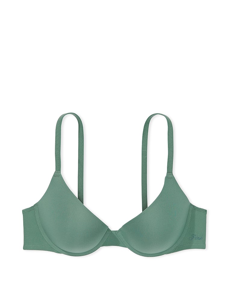 PINK Wear Everywhere Wear Everywhere Push-Up Bra, Fresh Forest, offModelFront, 3 of 6