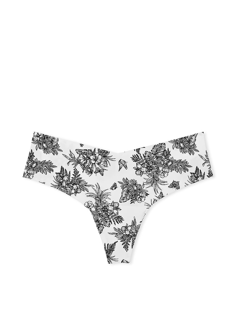 Victoria's Secret, No-Show No-Show Thong Panty, VS White Tropical Toile, offModelFront, 3 of 3