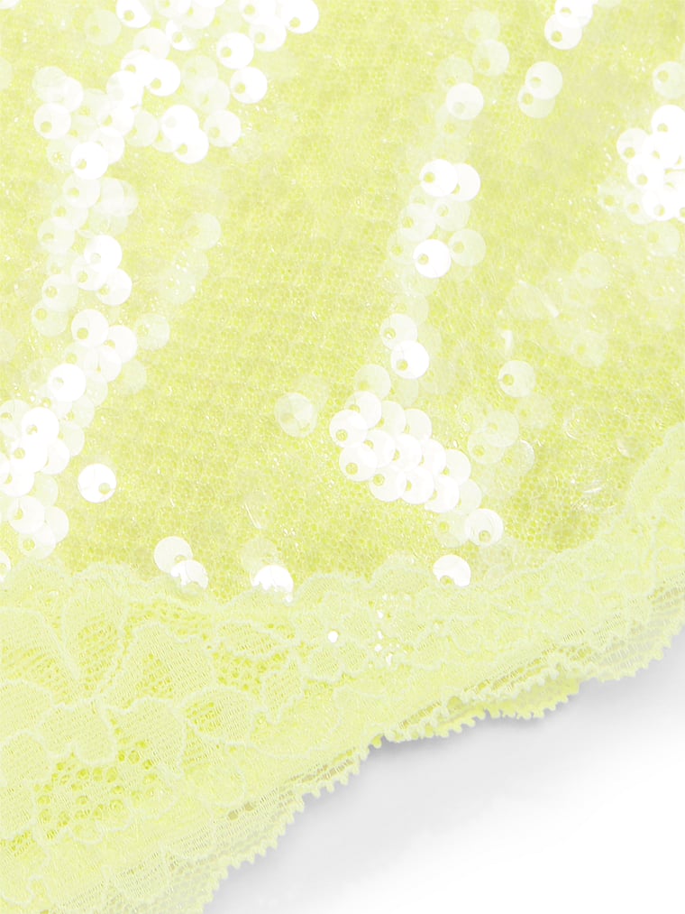 Victoria's Secret, Victoria's Secret Sequin Bralette & Mini Skirt Set, Citron Glow, detail, 4 of 4