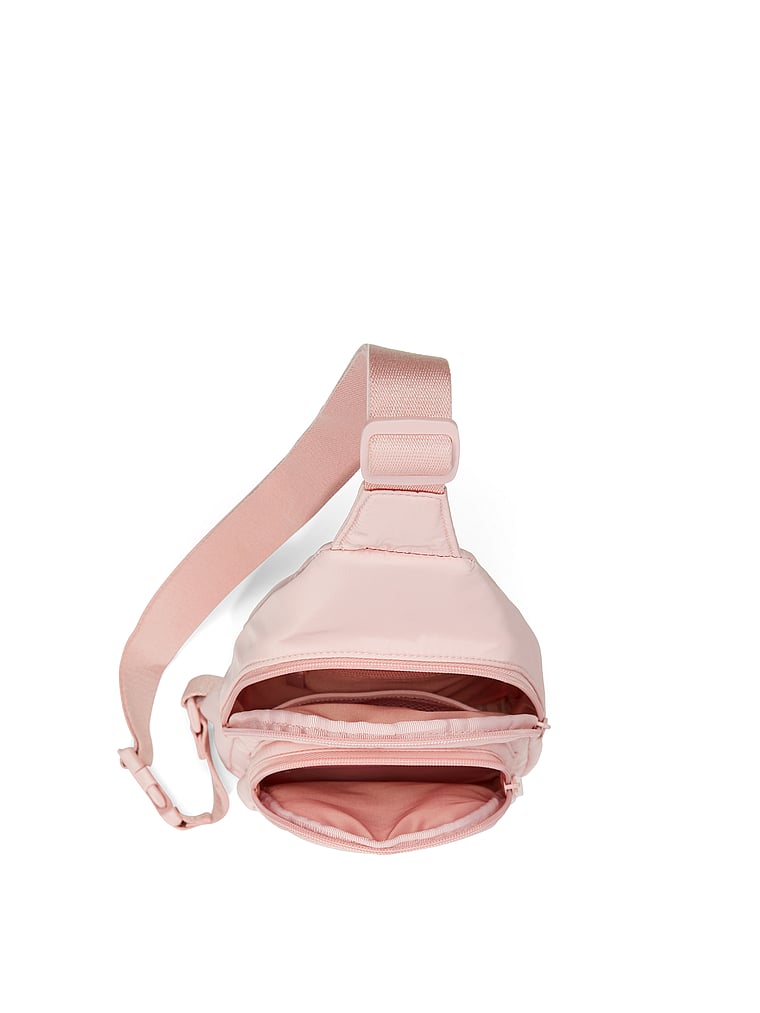 PINK Mini Nylon Sling Backpack, Wannabe Pink, onModelBack, 3 of 4