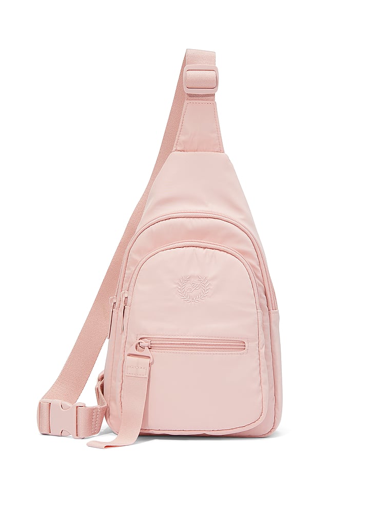 PINK Mini Nylon Sling Backpack, Wannabe Pink, onModelFront, 2 of 4
