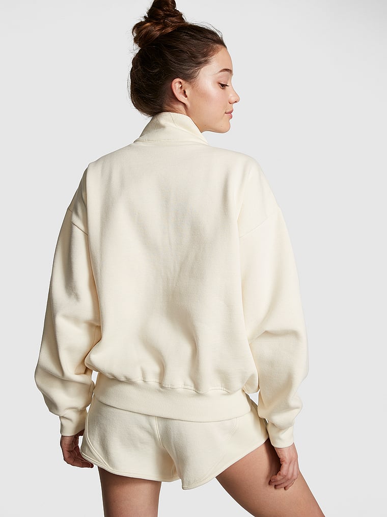 PINK Ivy Fleece Full-Zip Sweatshirt, Creamer Floral, onModelBack, 2 of 5 Ruby is 5'6" or 168cm and wears Small