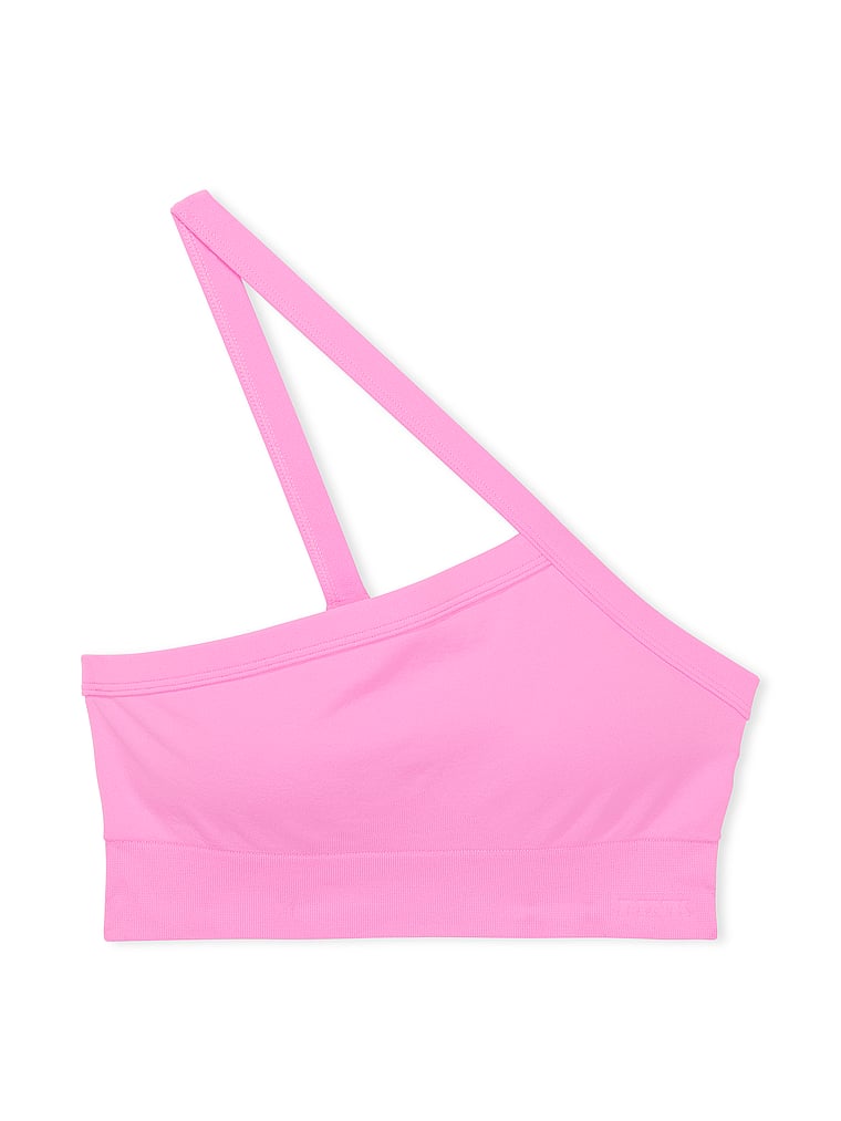PINK new Seamless One-Shoulder Bra, Lola Pink, offModelFront, 2 of 3