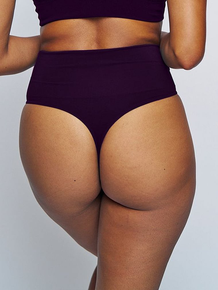 Victoria's Secret, MINDD High-Rise Shaping Thong, Purple, onModelBack, 2 of 3