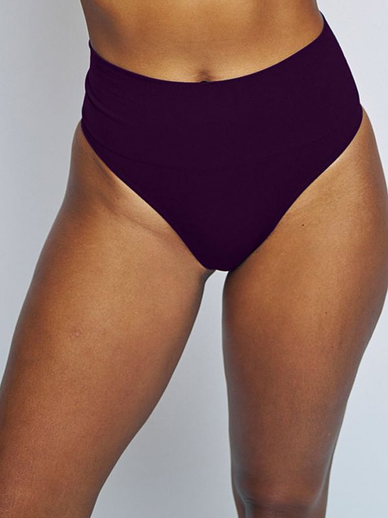 Victoria's Secret, MINDD High-Rise Shaping Thong, Purple, onModelFront, 1 of 3