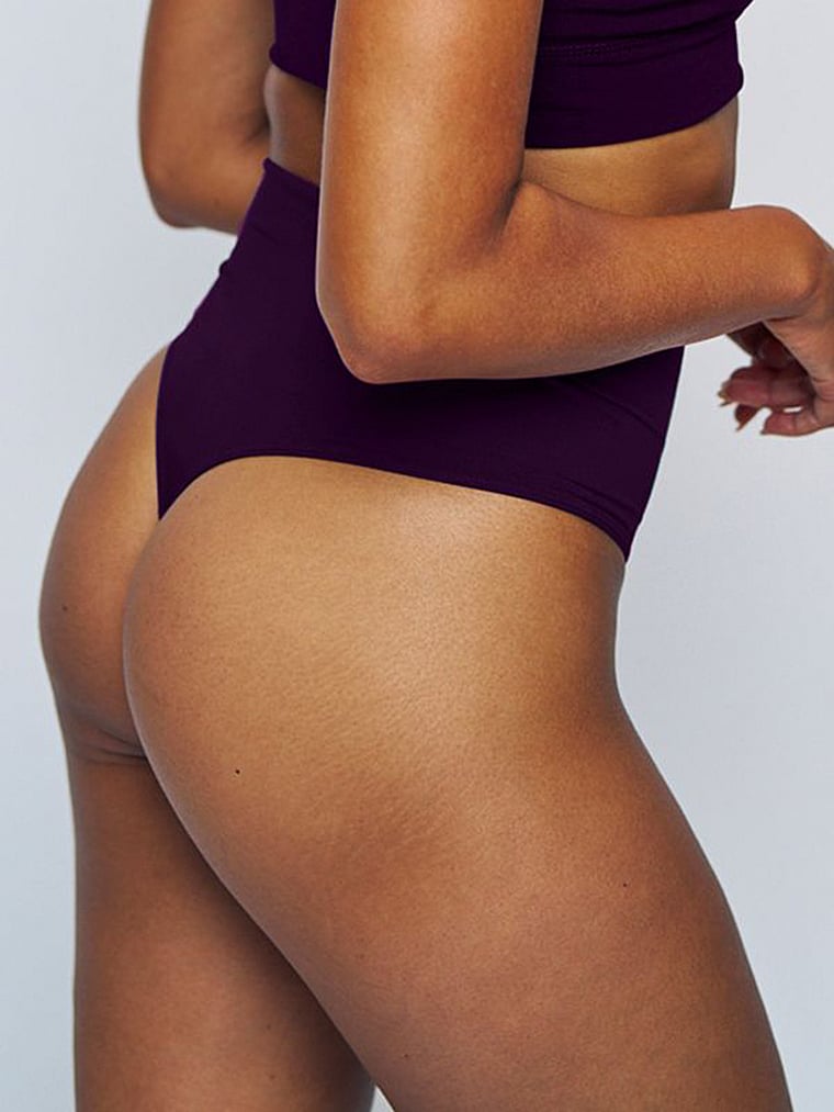 Victoria's Secret, MINDD High-Rise Shaping Thong, Purple, onModelSide, 3 of 3