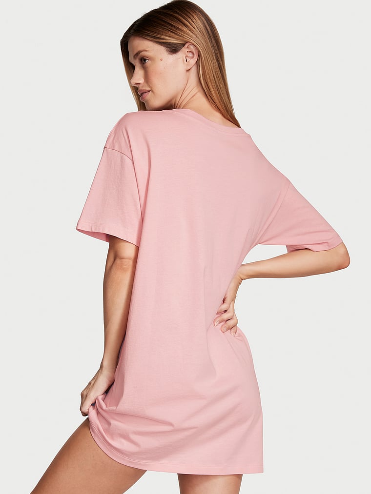 Victoria's Secret, Victoria's Secret new Cotton Sleepshirt, Dusk Pink, detail, 2 of 4 Maggie is 5'7" and wears Small