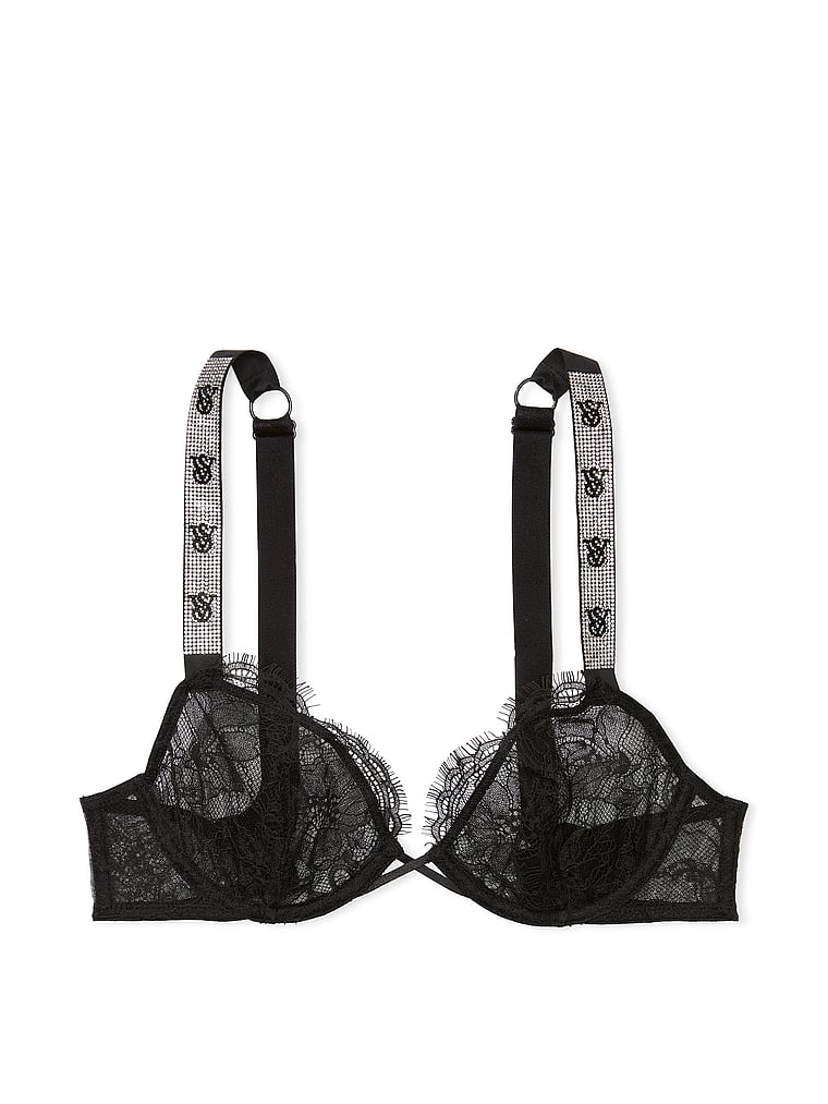 Shine Strap Unlined Low-Cut Lace Demi Bra