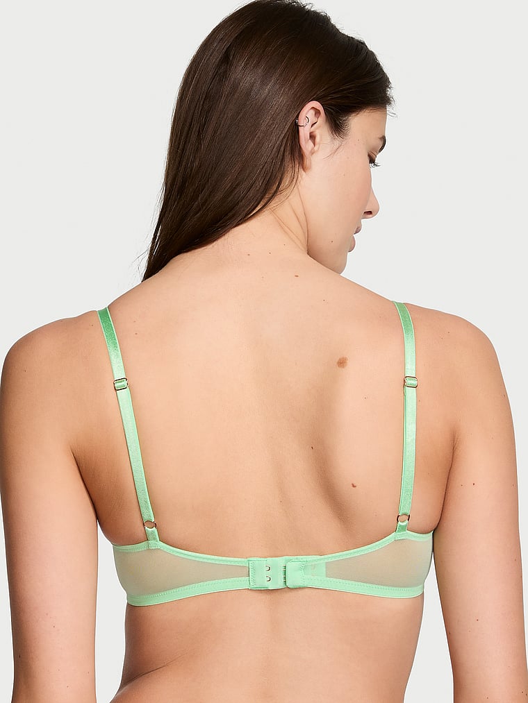 Victoria's Secret, Dream Angels Wicked Unlined Lace Balconette Bra, Clueless Green, onModelBack, 4 of 5 Mackenzie is 5'10" and wears 34B or Small