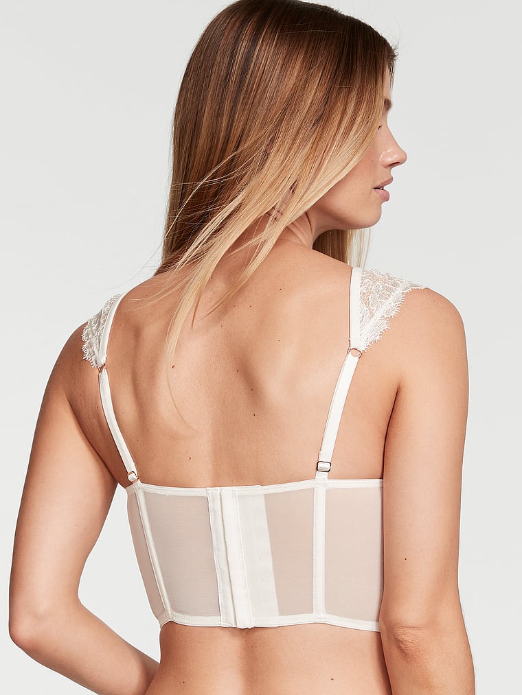 Victoria's Secret, Dream Angels Lace Corset Top, Coconut White, onModelBack, 2 of 4 Maggie is 5'7" and wears 32B or Small