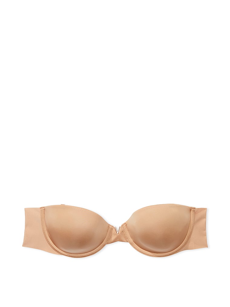 Victoria's Secret, Victoria's Secret Bare Lightly Lined Smooth Strapless Bra, Beige, offModelFront, 1 of 3