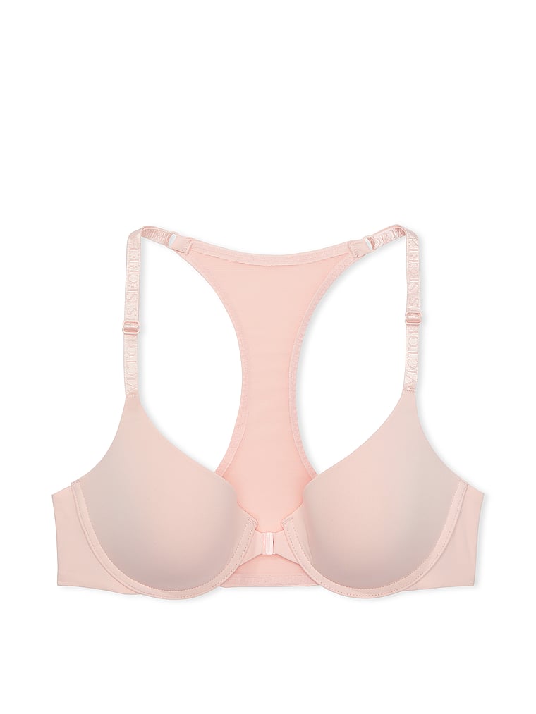 Victoria's Secret, The T-shirt Lightly Lined Front-Close Demi Bra, Purest Pink, offModelFront, 3 of 3