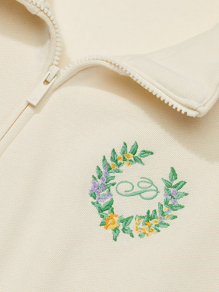 PINK Ivy Fleece Full-Zip Sweatshirt, Creamer Floral, detail, 4 of 5