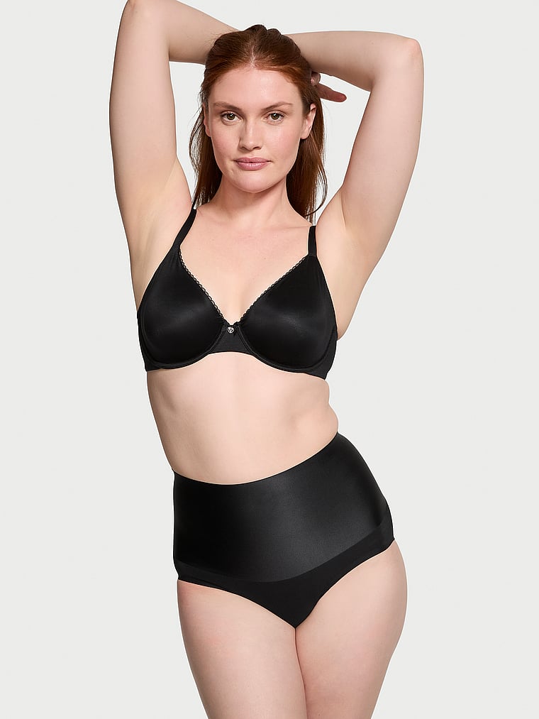 Victoria's Secret, Body by Victoria Invisible Lift Unlined Smooth Demi Bra, Black, onModelSide, 5 of 5 Katy is 5'11" and wears 36D or Large