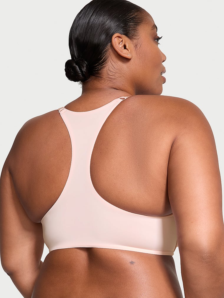 Victoria's Secret, The T-shirt Lightly Lined Front-Close Demi Bra, Purest Pink, featured, 1 of 3 Brianna is 5'10" and wears 38DD (E) or Extra Large